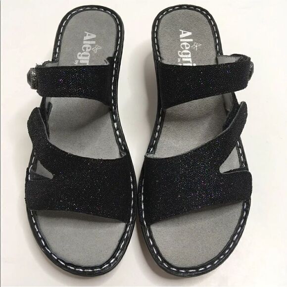 ALEGRIA BY PG LITE Loti Wedge Black Sparkle Slide - Picture 2 of 8